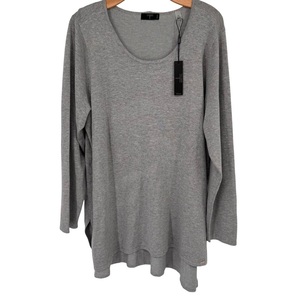 Tahari Women’s Long Sleeve sweater tunic Size 2X  Gray Cotton plus new $68